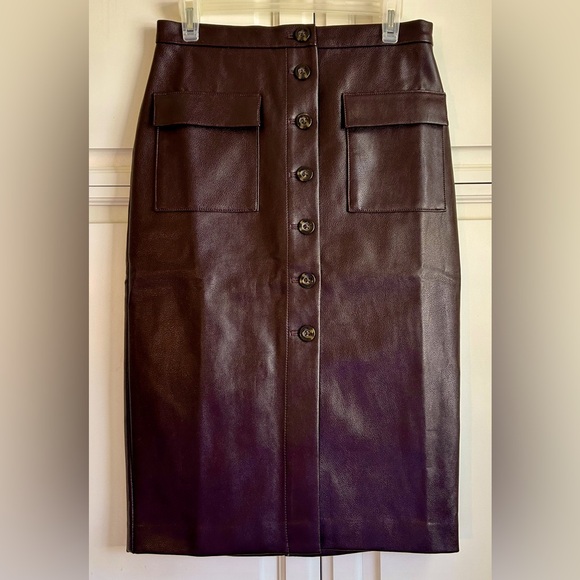 * NEW* Ann Taylor, 2, Pencil Skirt, Dark Brown, Button Down, Front Pockets, Faux - Picture 3 of 9